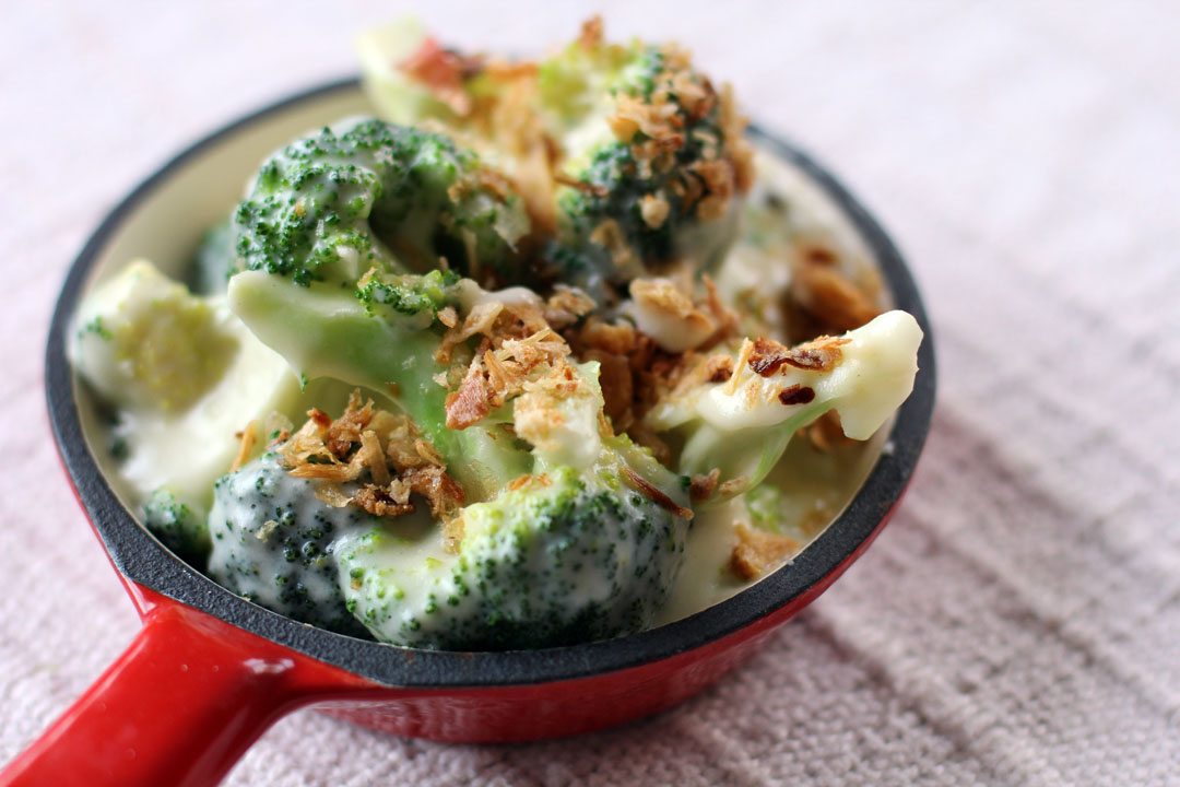 Creamy Broccoli with Crispy Fried Onions 2