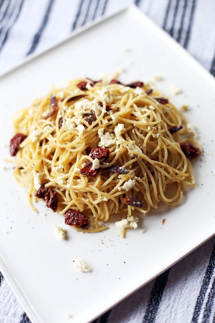 Spicy Tuyo Pasta with Kesong Puti and Sundried Tomatoes