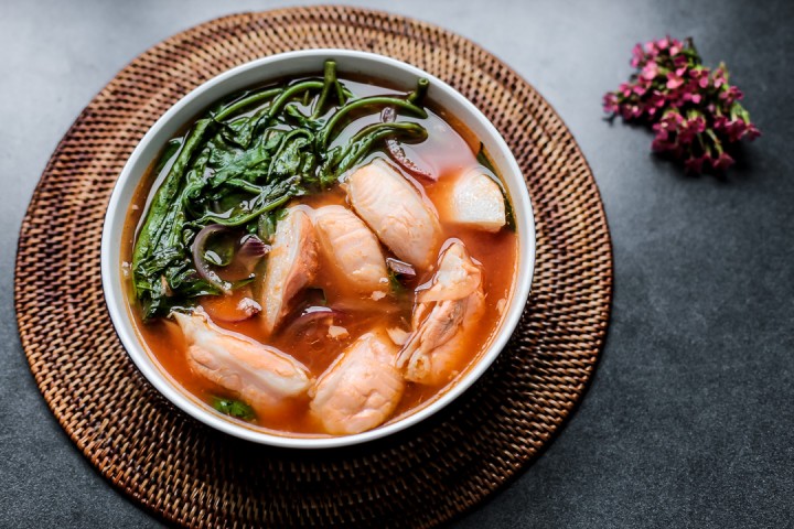Spicy Salmon Belly and Kangkong Soup 1